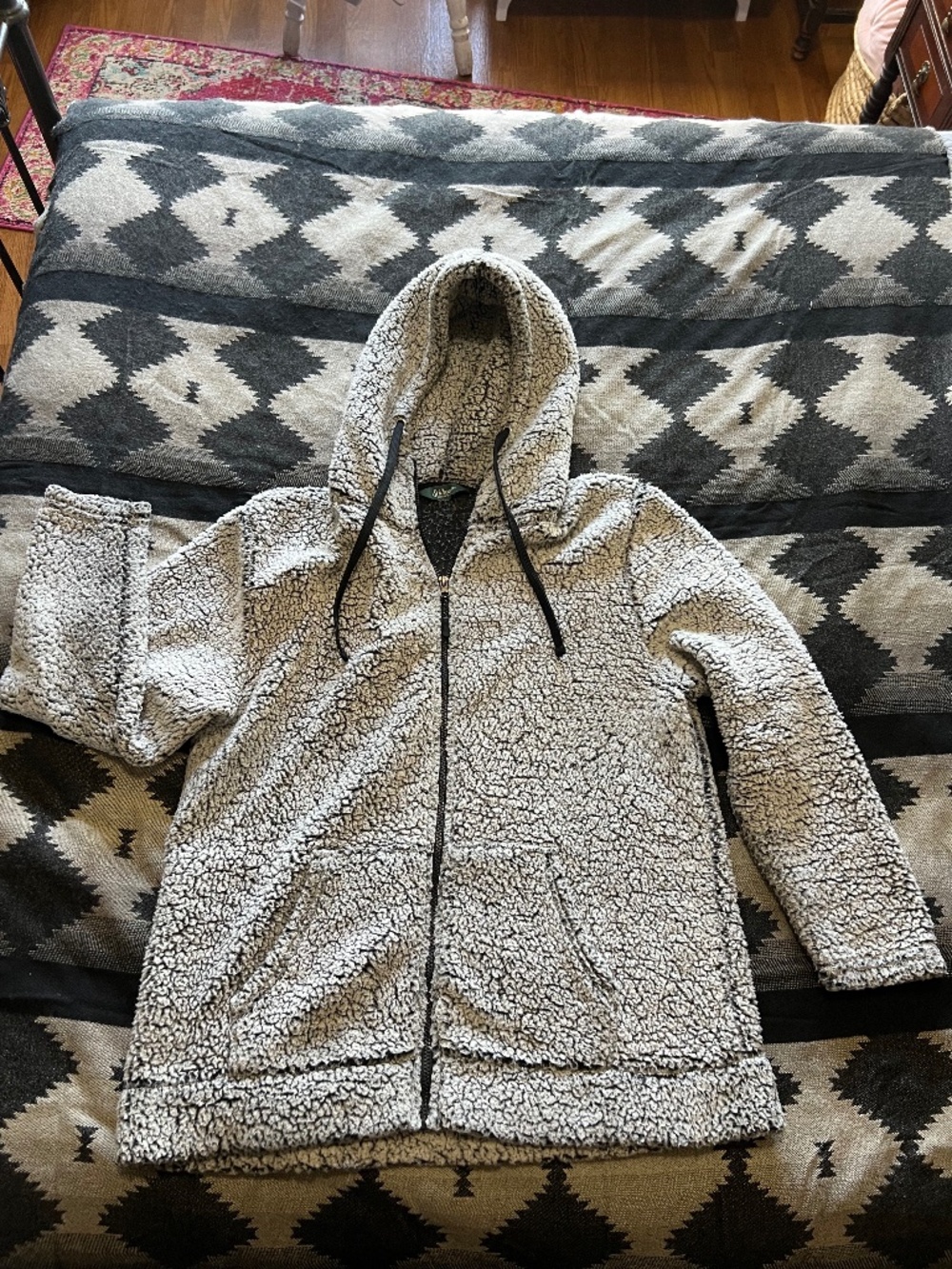 Stillwater Grey Sherpa Zipped Hoodie with Pockets